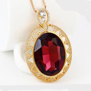 Ruby Long Gold Necklace