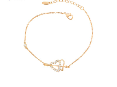 Double Heart Bracelet | Gold Chain Love Bracelet | Veveil