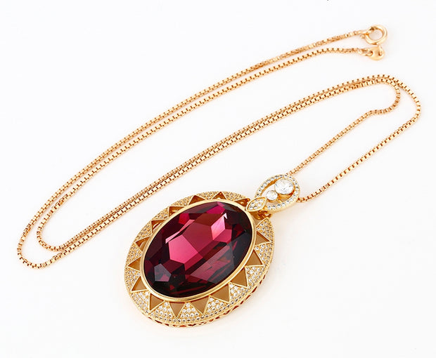 Ruby Long Gold Necklace