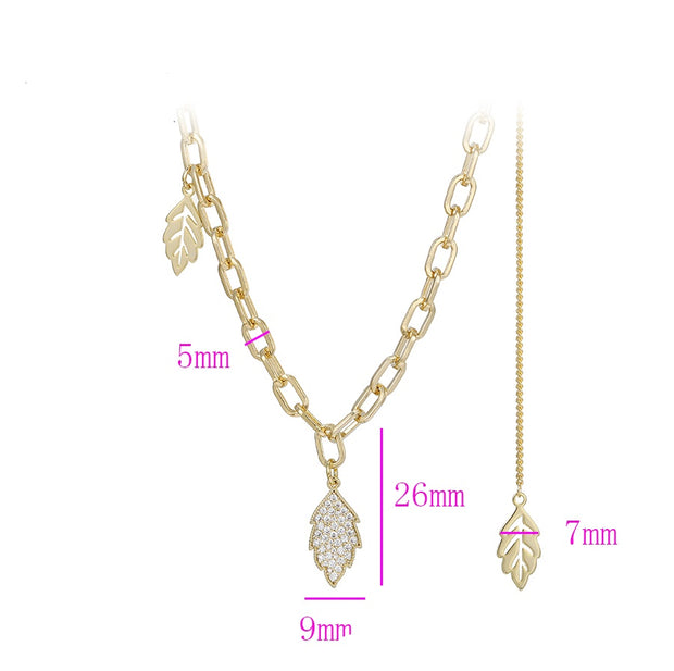 Leaf Chain Necklace | Gold Chain Leaf Necklace | Veveil