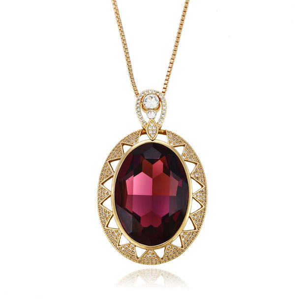 Ruby Long Gold Necklace