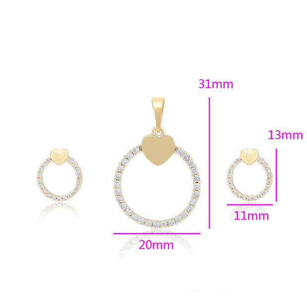 Round Sweetheart Necklace and Earring Set