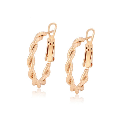 Twisted Gold Hoop Earring with Ridges