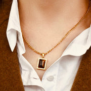 Brown Rectangle Necklace