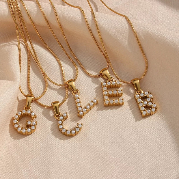 Initial Letter Pendant Necklace | Gold Pendant Necklace | Veveil